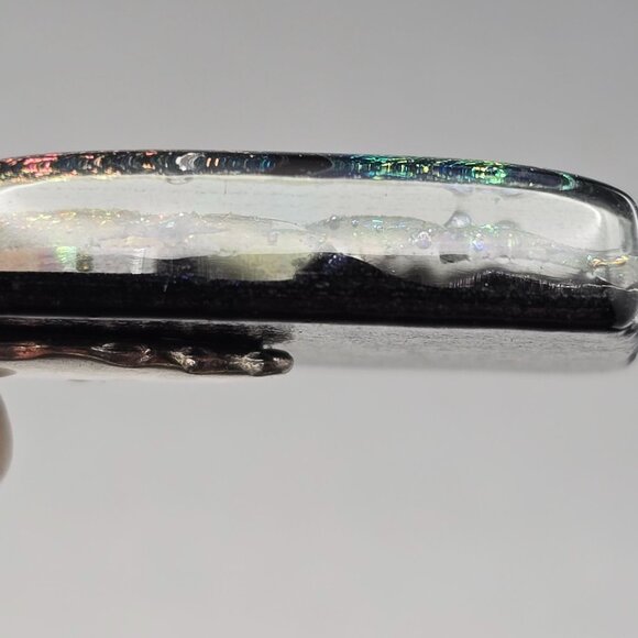 Handcrafted Multicolored Dichroic Glass Cosmic Pendant 1.5" Silver-Plated Bail - Picture 3 of 5